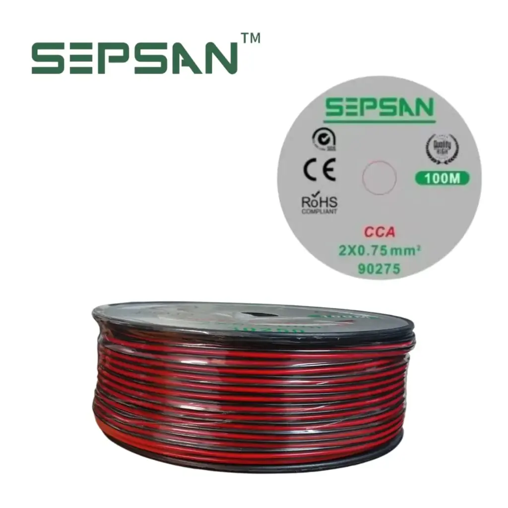 سلك سماعات احمر+اسود 2*0.75 ملم SEPSAN ##
