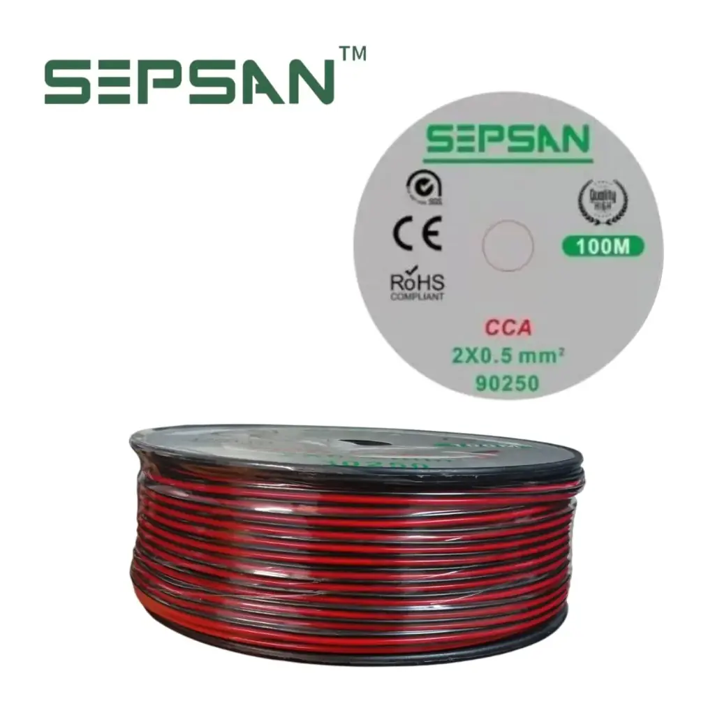 سلك سماعات احمر+اسود 2*0.5 ملم SEPSAN ##