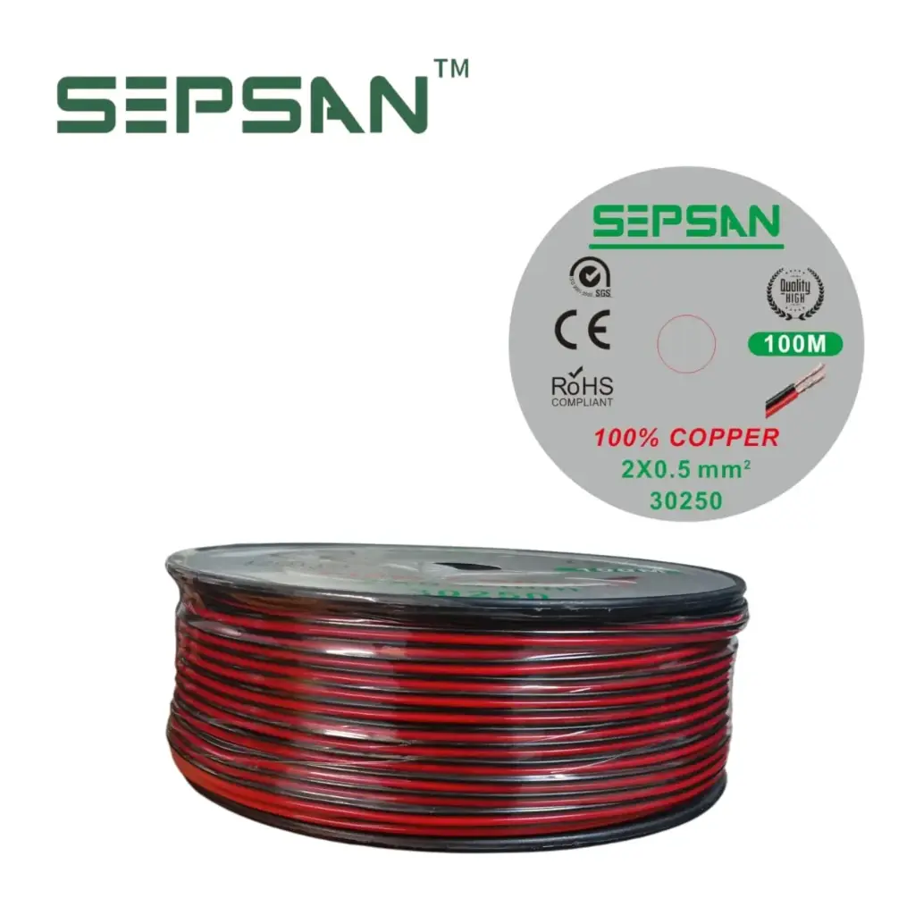 سلك سماعات نحاس احمر+اسود 2*0.50 ملم SEPSAN##