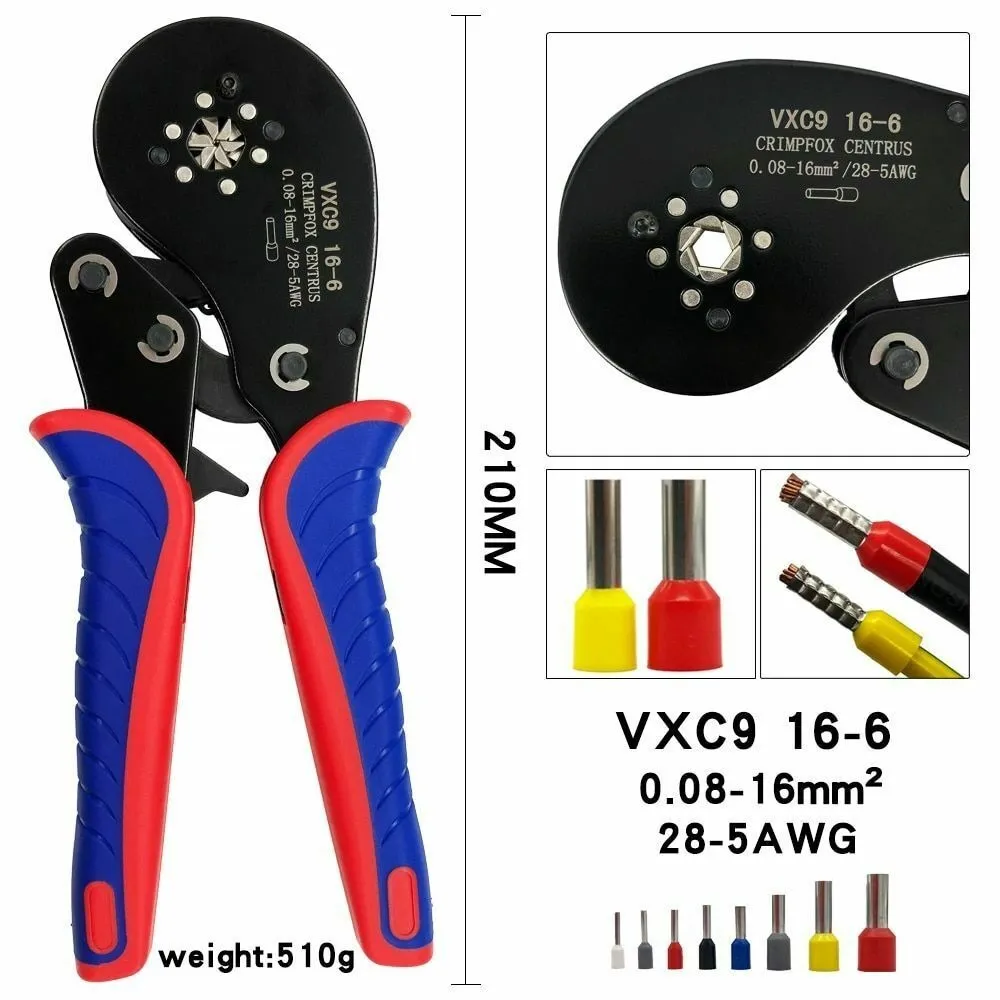 مكبس نهايات أسلاك سداسي ملم (0.08 - 16  ) - HSC8 16-6A